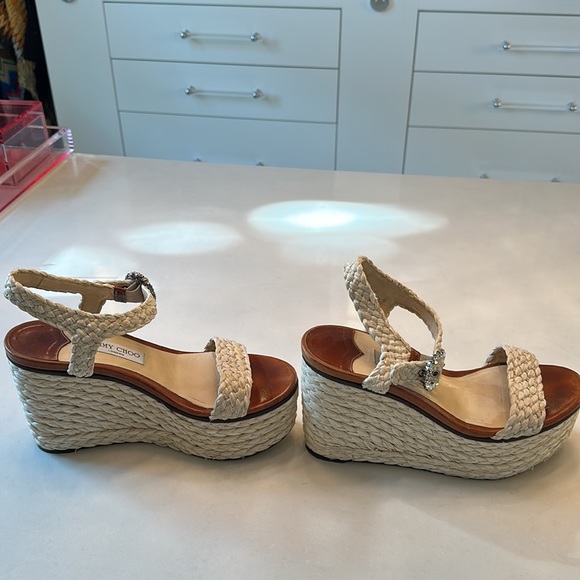 Jimmy Choo Nylah raffia wedges with signature crystal embellished buckle - Picture 7 of 8